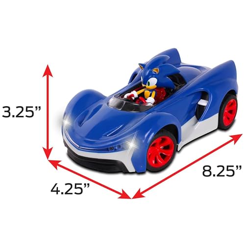 NKOK Sonic the Hedgehog RC Car 2.4GHz with Turbo Boost, Ages 6+ | Team Sonic Racing 601 radio control car - working lights, rubber tires, adjustable front wheel alignment, officially licensed - color: Blue