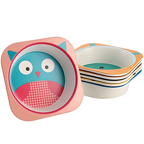 6 Pack 10 Oz Small Bowls, Durable Cartoon Bowls for Children, BPA Free Cute Snack Bowl, Square Dinner Tableware for Serving Soup, Cereal, Pasta, Ice Cream, Dishwasher Safe