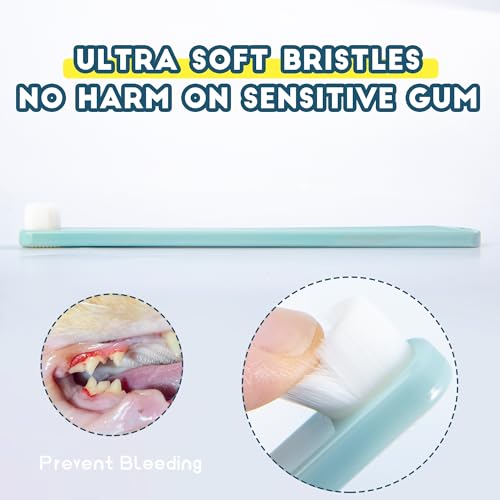 Small Dog Toothbrush, Cat & Puppy Tooth Brushing Kit, Ultra Soft & Mini Head Teeth Brush for Kitten & Tiny Pet, Doggy Toothbrushes Deep Dental Clean, 2 PCS, Graywhite - style: Small dogs & large cats(2pcs,gray-white)