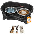 Neater Feeder Express Mess Proof Dog Bowls Elevated for Small Breed – Made in USA – No Spill Raised Slow Feeder Elevated Dog Bowl Stand, Stainless Steel Food and Water Bowl Set, Black - color: Midnight Black, size: Small w/ Metal Slow Feed Bowl