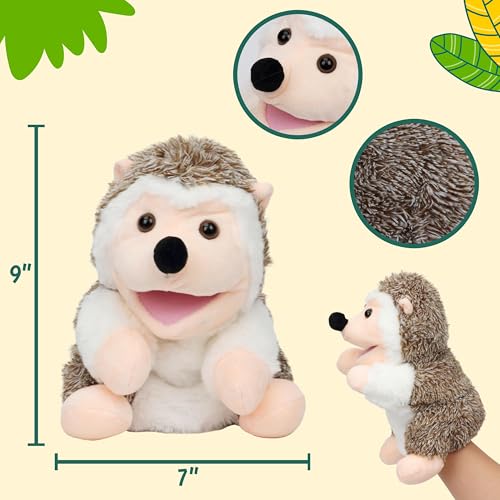 Easfan Hedgehog Hand Puppet with Movable Mouth Plush Toy Gift for Kids 10" | Interactive storytelling, cute stuffed animal, creativity imagination, easter christmas birthday holiday gift, for toddlers - style: Hedgehog