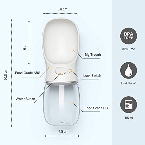 DEYACE Dog Water Bottle, Leak Proof Portable Pet Water Bottles for Dogs, Puppy Water Dispenser with Drinking Feeder for Travel (Milk White 12oz) - color: Milk White 12oz