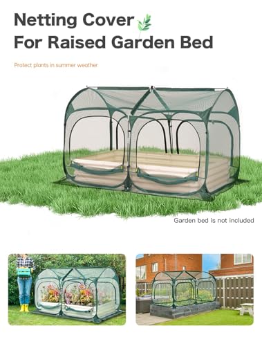 Poray Large 6.6x3.3FT Tunnel Plant Netting Cover, Pop up Crop Cage Gardening Net Cover for Protecting Vegetables &Fruits,Durable Gardening Net for Plant and Small Animals - size: Medium 6.56x3.3X3.6FT