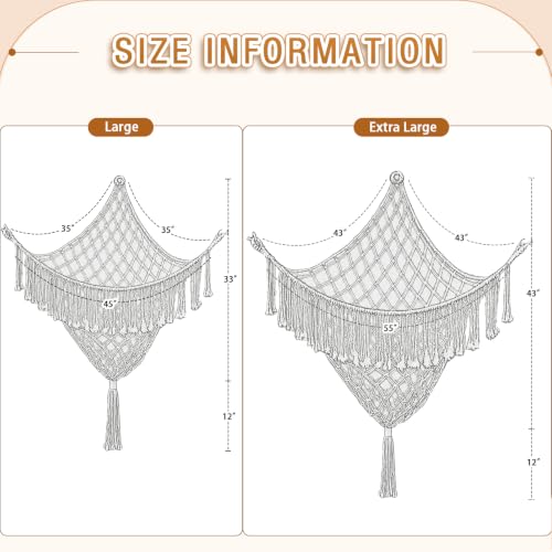 Lare Stuffed Animal Storage Hammock Corner Net - 45" W x 45" H(Cream White) | Cotton Boho Plushie Net - Room Christmas Decor for Teen Girls, Nursery Bedroom Playroom Dorm Decor (Patent Protected) - color: Cream White