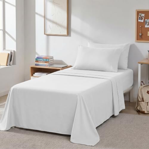 Southshore Fine Living, Inc. 4 Piece Twin XL Sheets Set - 21 Inch Extra Deep Pocket Bed Sheets Set with 2 Pillow Cases - Ultra Soft Microfiber Pet Hair Resistant Bedding Twin XL Size - White - color: 01 - White, size: Twin XL