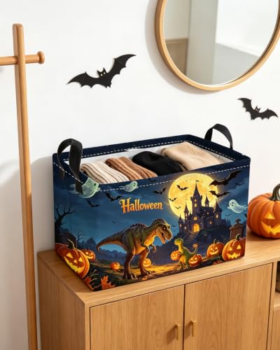 Essme Rectangular Dinosaur Basket,Kids Storage Bins Organizer with Handles for Halloween Room Decor, Gift Basket,Shelf Basket.(Real Dinosaur) - color: Fangzhenkl