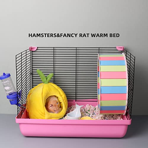 Small Animal Beds, Hamster Bed Cage Accessories Supplies, Rat Hideout Semi-Enclosed Winter Christmas Large Pumpkin Nest for Dwarf Hamsters Gerbils Chipmunks Syrian Hamster and Sugar Glider (Yellow) - color: yellow