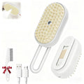 2025- New cat steam brush, 4-in-1 cat steam brush, for massaging and cleaning fallen pet hair, suitable for cats, dogs, rabbits and other pets (khaki + white) -2 pieces (white) - color: white