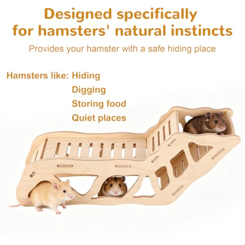3pcs Hamster Play Wooden Platform, Hamster Game Wooden Platform Cage Accessories for Dwarf Syrian Hamsters Gerbils Mice and Other Small Pets
