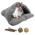 kathson Rabbit Cave Sleeping Bed Guinea Pig Hideout Cozy House Pet Soft Warm Fleece Winter Slipper Cushion Small Animal Nest Cage for Ferrets Squirrel Hamster Chinchilla Rat Hedgehog Bunny - color: Dark Gray