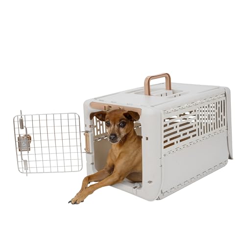 SportPet Designs Collapsible X-Small Pet Travel Carrier (Tan), Hard-Sided Kennel for Small Dogs, Puppies, Cats, Kittens, Animals up to 20lbs, Washable Home & Outdoor Pet Crate, 19.6"L x 13.5"W x 12"H - color: 19" X-Small (Tan)