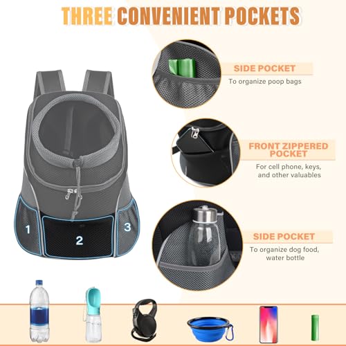 YUDODO Dog Front Carrier Backpack, Adjustable Breathable Dog Backpack | Ventilated, Safety Belt, Lightweight, Reflective Strip, Pocket Storage, For Walking Hiking Outdoor, Black, M - color: Black