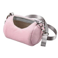 Pet Cage Cross Body Accessories Cylinder Design Soft Practical House Travel Portable Squirrel Visible Mesh Hamster Carrier Bag(Pink)