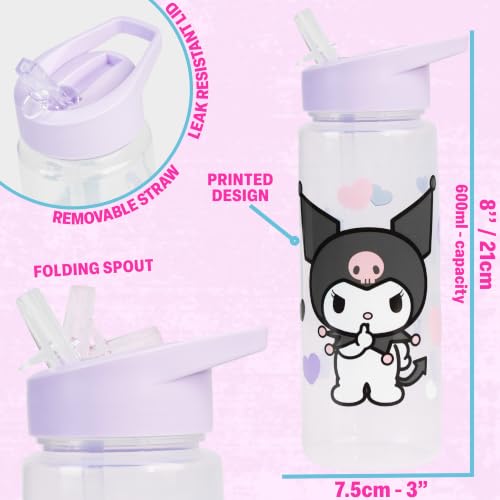 Get Trend Kuromi Girls Lunch Box 3Pc Set | Kids Insulated Lunch Bag with BPA-Free Water Bottle and Bento Box, Back to School Kawaii Gifts for Girls - color: Black/Purple Kuromi