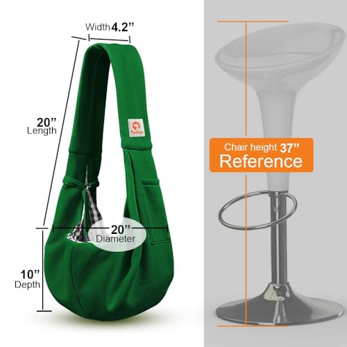 Tomkas Small Dog Cat Sling Carrier Puppy Purse Travel Wrap Soft Crossbody Pet Bag (Emerald Green, M - Classic Pocket & Classic Strap) - color: Emerald Green