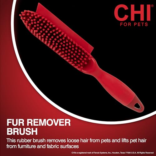 CHI for Dogs Rubber Fur Accumulator Brush, Dog Grooming Tool for Removing Loose Hair and Lint from Coats Furniture Clothing and Car Seats, Flexible Rubber Bristles, Easy Clean Grooming Brush | Flexible rubber bristles, removes loose hair and lint from coa