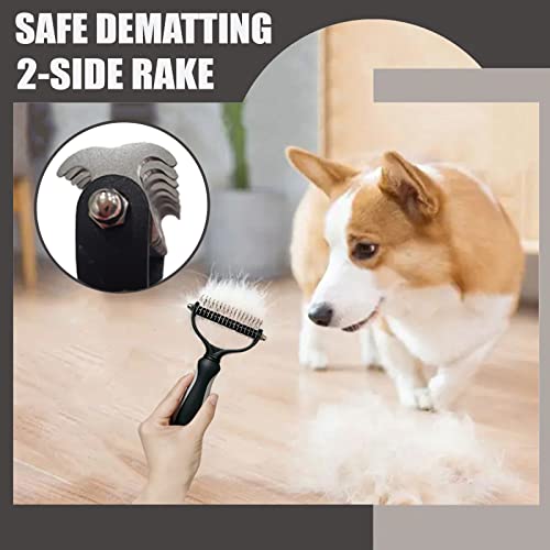5PCS Grooming Kit for Dog,Puppy- Deshedding & Slicker Brush for Short-Haired Pets, Flea Comb and Grooming Comb Set Grey - color: Grey