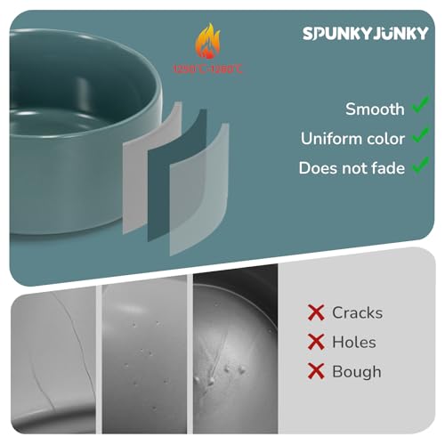 SPUNKYJUNKY 13.5OZ Ceramic Dog and Cat Bowl, Modern Cute Weighted Food Water Bowl for Replacement Light Green (1 Pack) - color: Light Green, size: 1.7 CUPS