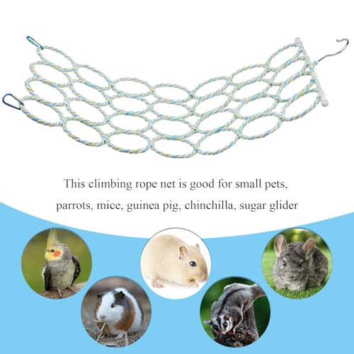 Hypeety Rat Climbing Rope Net Small Pet Hanging Swing for Cage Accessories | Bird hammock, climbing ladder bridge, cage enrichment toys, for rat/guinea pig/sugar glider, with 4 hooks, 28-ring, 2pcs - color: 28-ring