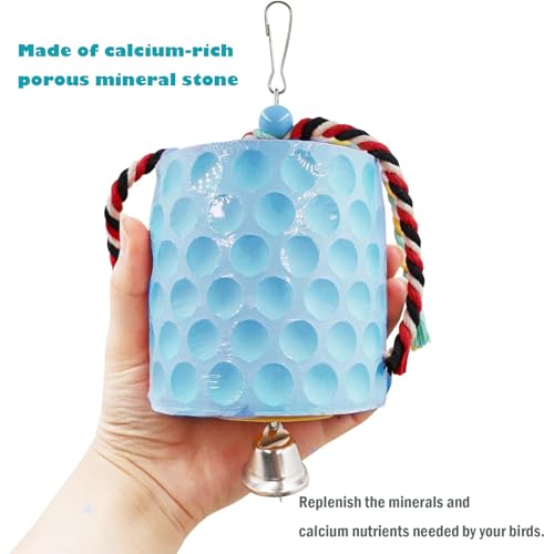 KABASI Bird Beak Grinding Stone, Parrot Chew Toys Calcium Stone with Bells | Chicken Coop Accessories, Cage Toys for Cockatiel Parakeet Budgies Hamster Chinchilla Rabbit African Grey Chick Poultry