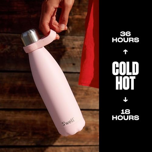 S'well Stainless Steel Water Bottle, 17oz, Pink Topaz, Triple Layered Vacuum Insulated Containers Keeps Drinks Cold for 36 Hours and Hot for 18, BPA Free, Perfect for On the Go - color: Pink Topaz, size: 17 Ounces