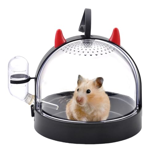 Portable Hamster Cage Travel Bag, High Permeability Hamster Travel Carrier with Water Bottle Small Pet Hamster Travel Carrier Cage for Hamster Gerbils Mice Guinea Pigs Sugar Glider(Black) - color: 【Black】