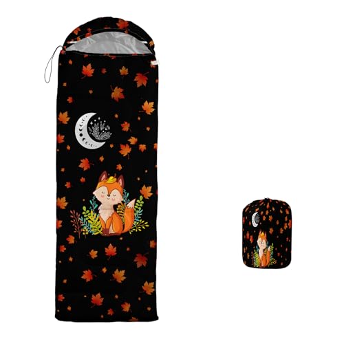 Galaxy Wolf Camping Sleeping Bags Warm & Cool Weather Waterproof Backpacking Blue Purple Starry Sky Sleeping Bag All Seasons Camping, for Adult Kids Boy Girls Camping Gear Equipment, Traveling - color: F-Fox