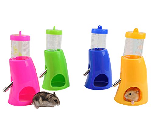 S-Lifeeling Hamster Fountain Water Bottle Holder Dispenser Food Container Cool Room Mice Random Color