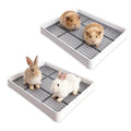 2 Pack Large Rabbit Litter Box Bunny Litter Tray with Detachable Grate | Small Animal Potty Trainer Pan for Guinea Pig, Hamster, Ferret, Rat, Hedgehog & Chinchilla - color: White and Grey 2Pcs