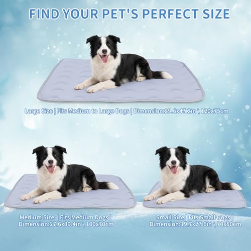 Dog Cooling Mat Non-Toxic Self Cooling Pad for Dogs Cats in Hot Summer Cool Pad Washable & Easy Clean - color: Grey, size: Medium 27x20in