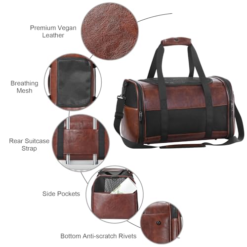 Fashion Leather Dog Carrier, Airline Approved Cat Carrier Soft Sided Pet Bag Carrier Purse for Puppy Kitten Small Animals Coffee - color: Coffee