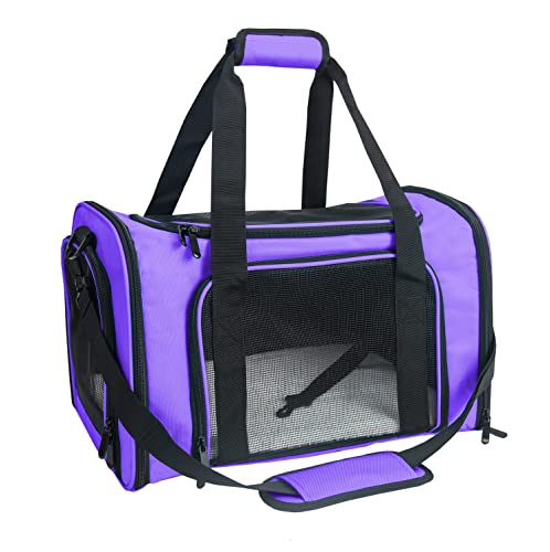 Soft Sided Carrier for Small Medium Cats Dogs,Removable Pad Collapsible Travel Pet Carrier Large Purple - color: Purple, size: 20.0"L x 13.0"W x 13.0"H