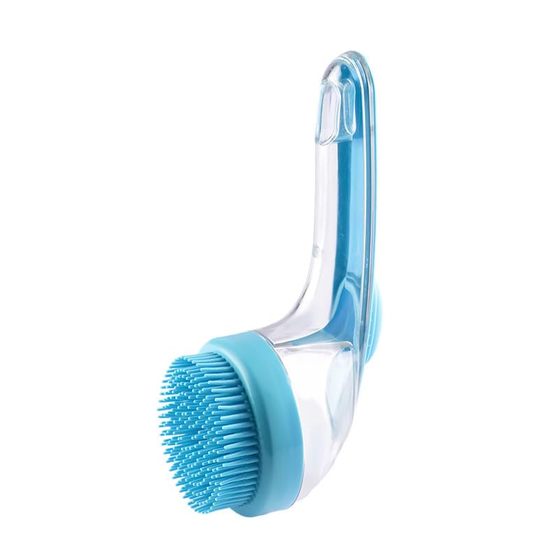Pet Bath Brush 2 in 1 Cat Shampoo Grooming Massage Brush with Soap Dispenser Shower Scrubber Pet Shower Gromming Suitable for Long and Short Haired Dogs and Cats Gifts for Dog Lovers(Blue)