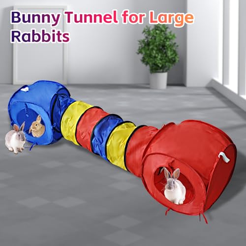 Large Rabbit Tunnel,Collapsible Bunny Tunnels Hideouts,Colorful Tubes for Rabbits XL Indoor Outdoor Small Animal Interactive Toys