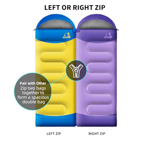 Sleeping Bags for Adults Kids - 3 Season Cold&Warm Weather Waterproof Camping Sleeping Bag - Lightweight Sleeping Bags for Camping Hiking Outdoor Travel - color: Pale Purple&Purple