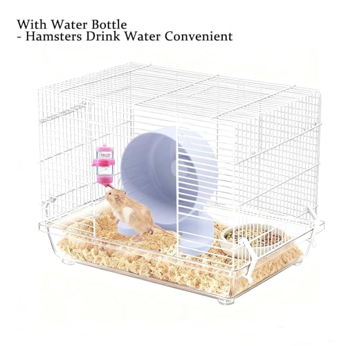 6.5" Hamster Exercise Wheel with Drinking Bottle, Hamster Exercise Wheel for Gerbils, Syrian & Dwarf Hamsters, Chinchillas, Hamster Running Wheel Noiseless Spinning Design for Other Small Pets, White - color: White, size: 6.5" with Drink Bottle