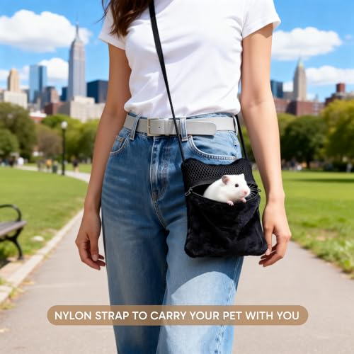 Sugar Glider Pouch and Hamster Leash Small Animal Carrier with Adjustable Straps and Cozy Soft Fabric for Small Pets Travel and Outdoor Use(Random Color for Hamster Leash)