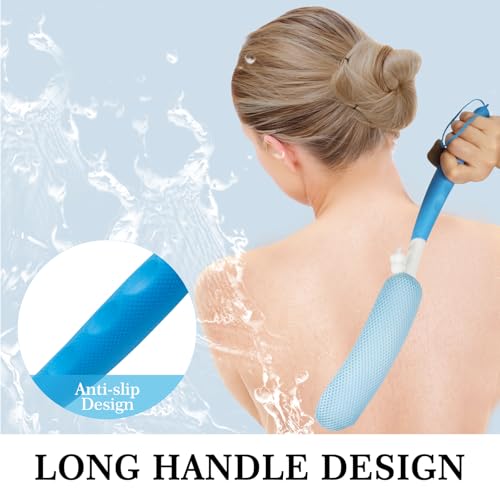 Long Handle Bath Brush Head,Anti-Slip Handled Bath Brush Back Scrubber | Brush Head for Shower, Easy Reach for Seniors, Suitable for Elderly/Pregnant Aid Bathing & Shower(Not Include Brush Handle) - size: White-h