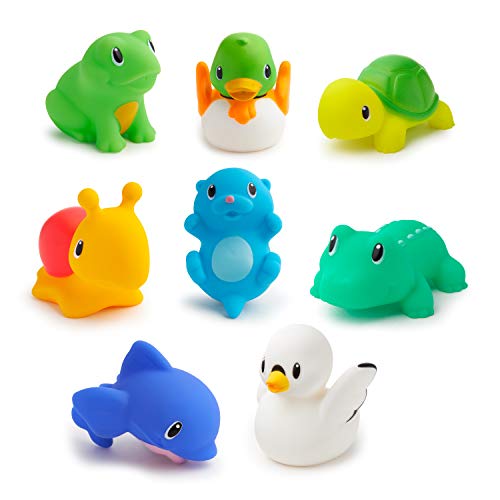 Munchkin Baby Bath Toy Squirts for Babies and Toddlers 9 Months and Up, Lake Animal Squirters, 8 Pack - size: 8 Pack, style: Lake