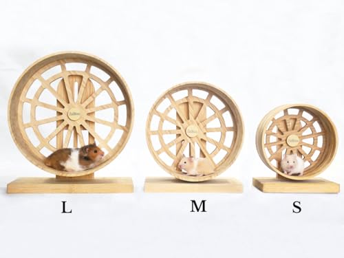 7" Silent Wooden Hamster Wheel - Bamboo Exercise Wheel for Dwarf Hamsters - size: S