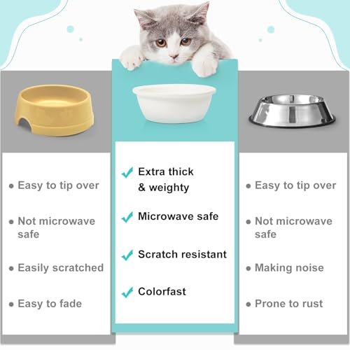 Sunhoo 3 PCS Replacement Ceramic Cat Bowls Pet Dish Microwave and Dishwasher Compatible - Outer Diameter(4.7in/12cm)