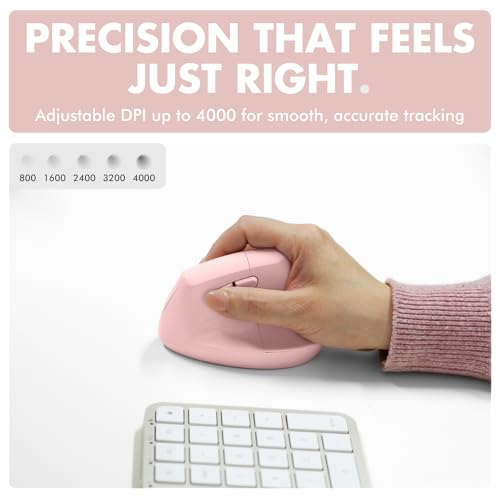 X9 Performance Wireless Vertical Ergonomic Mouse - (BT + 2.4Ghz) - Click in Comfort - Up to 4000 DPI, 6 Button, Rechargeable - Bluetooth Ergonomic Vertical Mouse Wireless - for Mac and PC - Pink - color: Pink