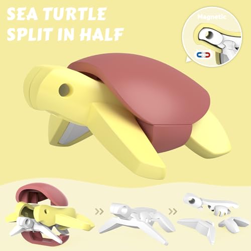 Magnetic Ocean Animals Building Toys,STEM Toddler Learning Toys 3D Puzzle Sea Animals for Boys Girls, Educational Magnetic Travel Montessori Toy Turtle Whale Shark,Unique Birthday Gift for Kids 3 4 5 - style: Ocean Animals