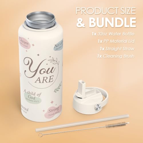Christian Water Bottle 32oz Stainless Steel Insulated with Lid, Inspiration Gifts for Women, Religious Gifts for Mom Friends Ladies Sisters on Birthday Mother's Day Christmas - color: Christian 1