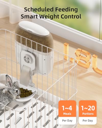 Sandpoy Hanging Rabbit Feeder, Programmable Automatic Pet Feeder | Dry Food Dispenser, Desiccant Bag, Portion Control, For Rabbits Cats and Small Animals