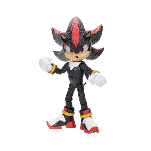Sonic The Hedgehog – 5-Inch Shadow Action Figure – 20+ Points of Articulation – Official Collector Toy – Boys & Girls Ages 3+ | Sonic The Hedgehog Movie 5 Inch Action Figure Wave 1 - Shadow (Closed Mouth) - color: Shadow