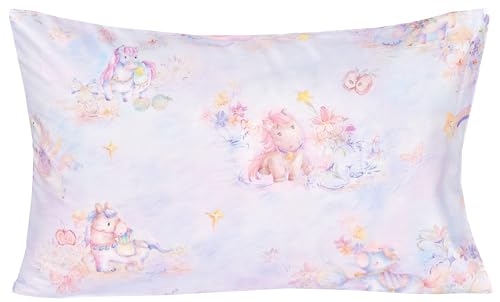 Scientific Sleep Pastel Unicorn Pony Horse Flower Fairy Tale Cute Adorable Colourful 100% Cotton Bed Sheet Set Kids Girls Junior, Flat Sheet & Fitted Sheet & Pillowcase Bedding Set (Pretty Pony, Twin) - color: Pretty Pony, size: Twin