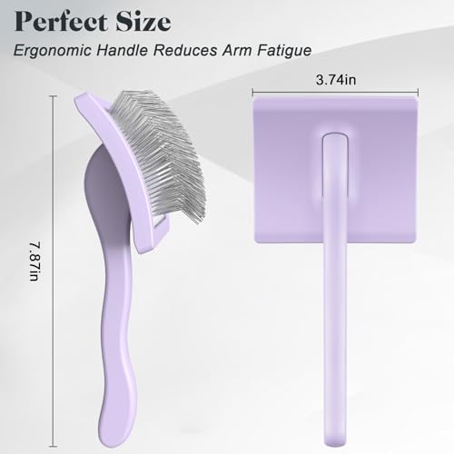 2PCS Slicker Brush for Dogs & Pet Comb,Professional Dog Grooming Brush (Goldendoodles,Poodles,Labradoodles) with Extra Long Pins to Effectively Remove Tangles, Knots and Mats (Light Purple, Large) - color: Light Purple, size: Large