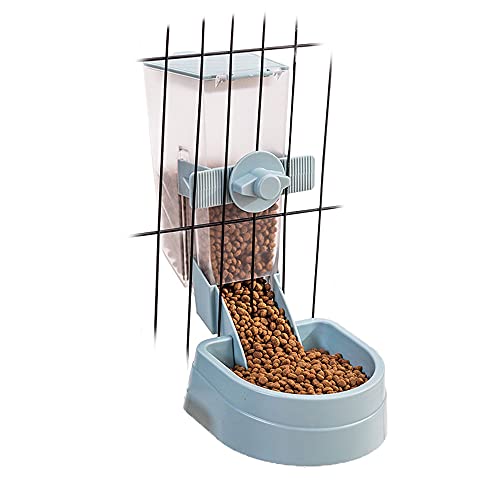 Oncpcare 1L Automatic Rabbit Food Dispenser, Rabbit Food and Water Bowls, Small Pet Feeder with Lid, Great for Rabbits, Ferrets, Cats, Birds - color: Blue