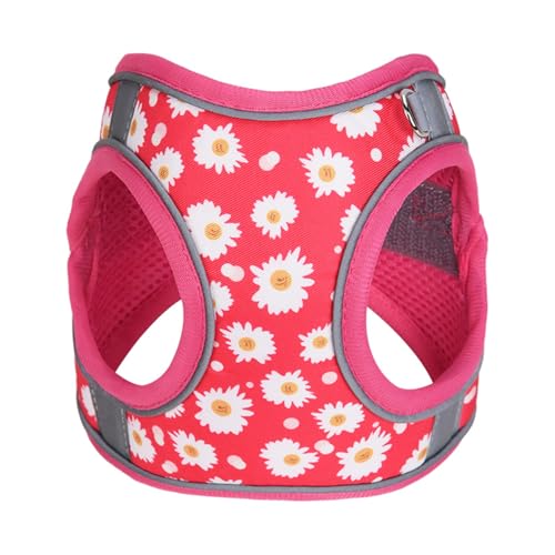 Step in Dog Harness No Pull Flower Adjustable Soft Mesh Harness | Reflective Escapeproof Pet Vest Harness and Leash Set for Small Medium Dogs - color: Rose red, size: S(neck:10.5"-12",chest:13.5"-16")